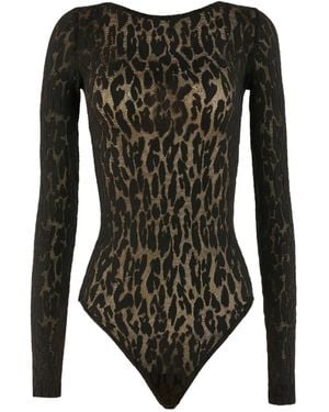 Wolford Leo Long-Sleeve Bodysuit - Black