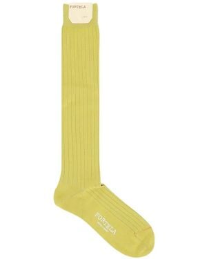 Fortela Elashort Ribbed Knee-High Socks - Yellow