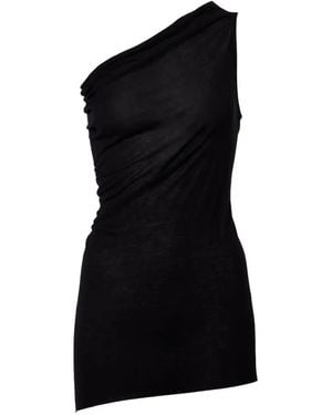 Rick Owens Athena One-Shoulder Draped Top - Black