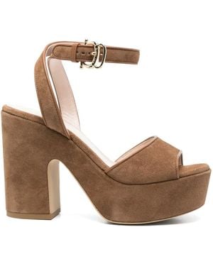 Pollini 110Mm Suede Sandals - Brown
