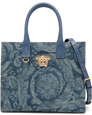 Versace Small Barocco La Medusa Tote Bag - Blue