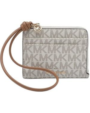 MICHAEL Michael Kors Jet Set Small Signature Logo Card Case Wristlet - Grey