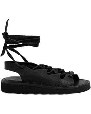 Fracap Lace-Up Leather Sandals - Black