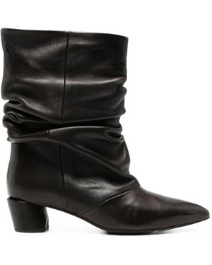 Liska Botas De Piel Con Diseño Fruncido - Negro