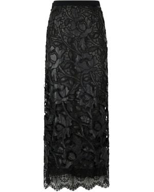 Roberto Cavalli Floral-Lace Skirt - Black