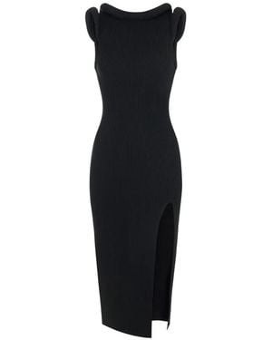 Elisabetta Franchi Knit Dress With 3D Details - Black