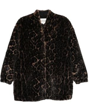 Apparis Jane Leopard-Print Coat - Black