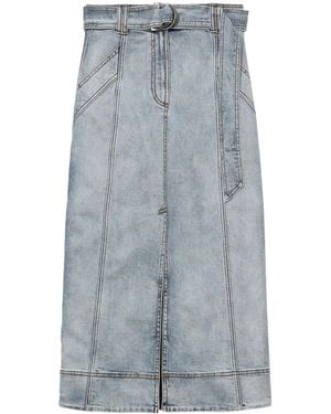 Aje. Two-Tone Midi Denim Skirt - Blue