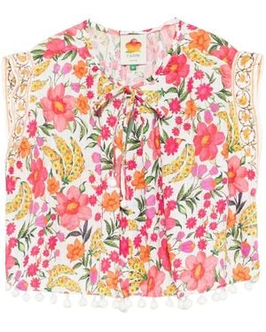 FARM Rio Floral Pom-Pom Top - Pink