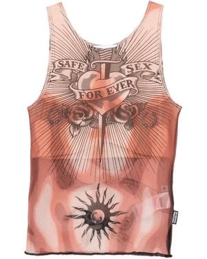 Jean Paul Gaultier Graphic-Print Tank Top - Pink
