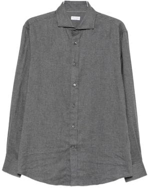 Brunello Cucinelli Herringbone-Weave Long-Sleeve Shirt - Grey