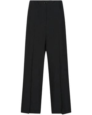 Elena Miro Pressed-Crease Wide-Leg Trousers - Black