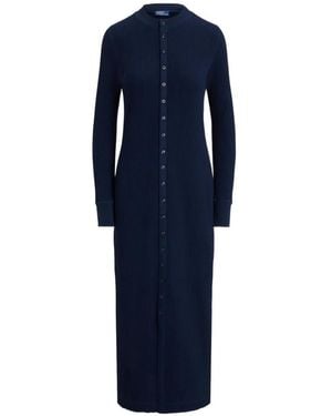 Polo Ralph Lauren Waffle-Knit Cotton Maxi Dress - Blue