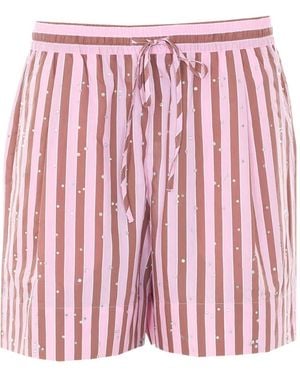 Essentiel Antwerp Crystal-Embellished Striped Shorts - Red