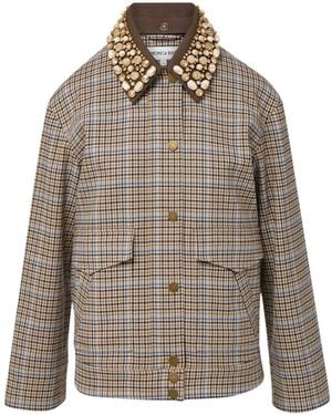 Veronica Beard Kasper Plaid-Pattern Embellished-Collar Jacket - Gray