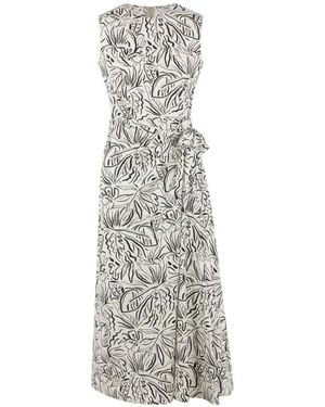 Aspesi Floral-Print Midi Dress - White