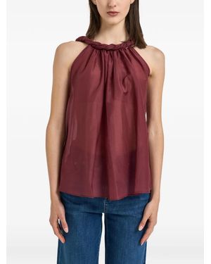 Semicouture Braided-Neck Sleeveless Blouse - Red