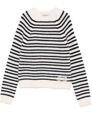 Semicouture Pullover mit Streifenstickerei - Schwarz