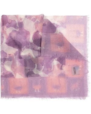 Moschino Fringed Animal-Print Scarf - Pink