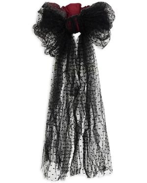 Red(V) Ruffled Polka-Dot Belt - Black