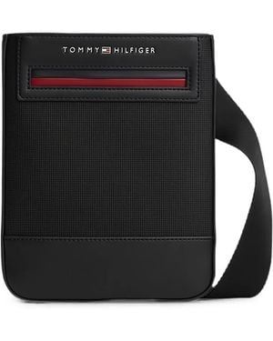 Tommy Hilfiger Logo-Print Messenger Bag - Black