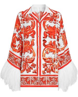 Dolce & Gabbana Majolica-Print Charmeuse Shirt - Red
