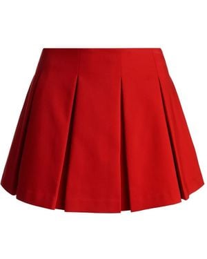 Alice + Olivia Emilie Wide-Pleat Mini Skirt - Red