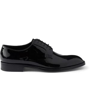 Prada Patent-Leather Derby Shoes - Black
