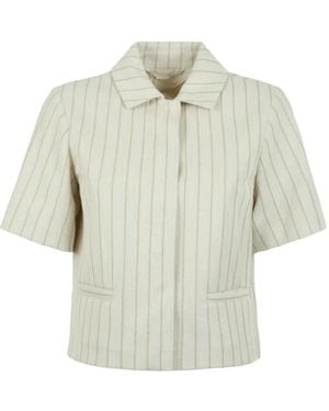 Max Mara Cropped Jack Met Krijtstreep - Wit