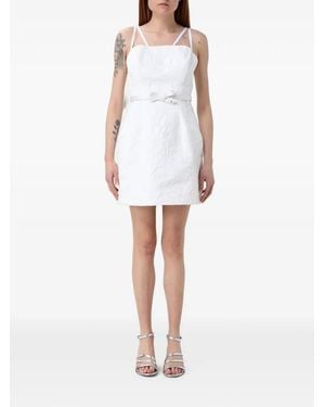 Elisabetta Franchi Jacquard-Effect Belted Mini Dress - White