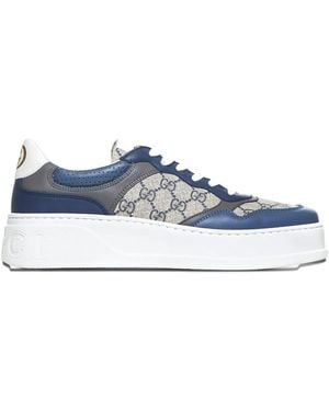 Gucci Chunky Canvas & Leather Low-top Trainers - Blue