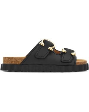 Ferragamo Gancini Buckle Sandals - Black