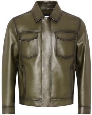 Yves Salomon Pocket Denim Style Leather Jacket - Green