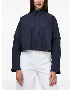 IVY & OAK Double-Layer Cropped Shirt - Blue