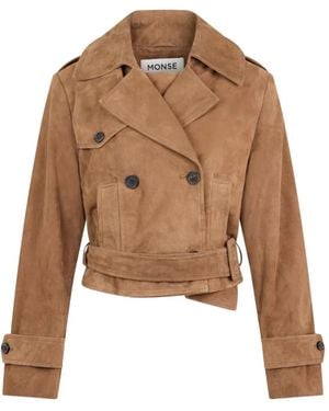 Monse Double-Breasted Suede Jacket - Brown