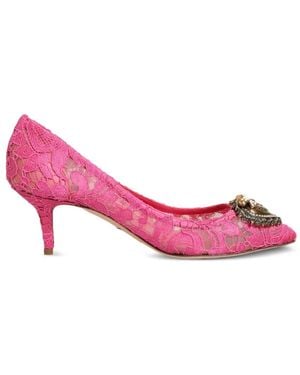 Dolce & Gabbana Taormina Lace Devotion Sacred Heart Pumps - Pink