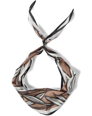 Brunello Cucinelli Cacao Leaves Print Silk Foulard - Natural