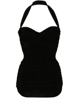 Norma Kamali Bill Mio Ruched Halterneck Swimsuit - Black