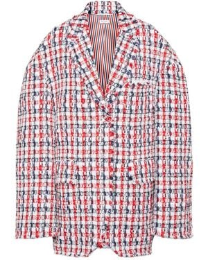 Thom Browne Tweed Sportjas Met Gingham-Ruit - Rood