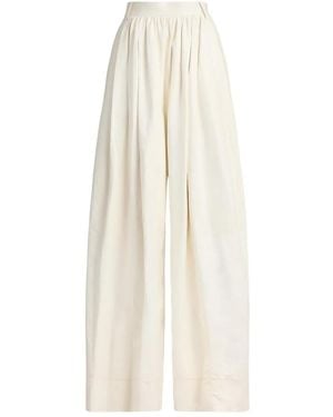 Ralph Lauren Leather Vanessa Wide-Leg Trousers - White