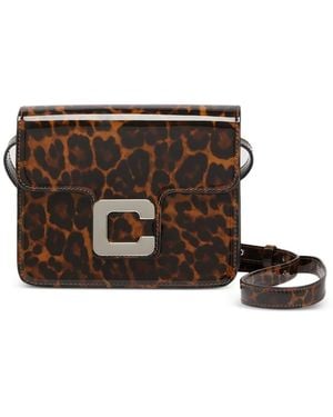 CAREL PARIS Mini Sac Porté Épaule Sorbonne En Cuir Verni À Imprimé Léopard - Brown