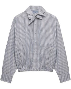 Prada Camisa De Tejido Madras - Gris