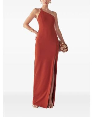 BWLDR Boston One-Shoulder Side-Slit Maxi Dress - Red