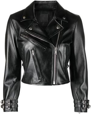 Givenchy Cropped Leather Jacket - Black