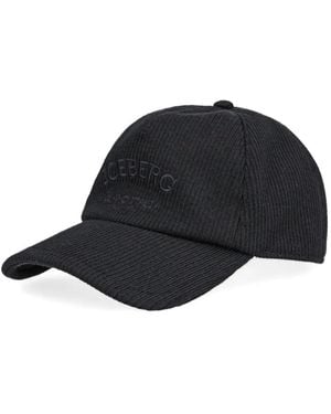 Iceberg Ribbed Logo Baseball Cap - Black