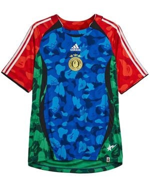 adidas X Bape Teamgeist Camouflage-Print T-Shirt - Blue