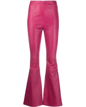Amiri High-Waisted Leather Flared Trousers - Pink