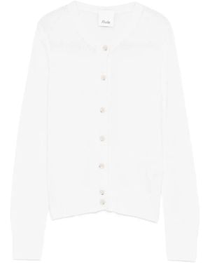 Allude Ribbed-Knit Cardigan - White