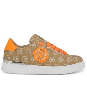 Philipp Plein Jacquard Monogram Low-Top Trainers - Brown