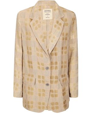 Uma Wang Blazer Met Vierkant Patroon - Naturel